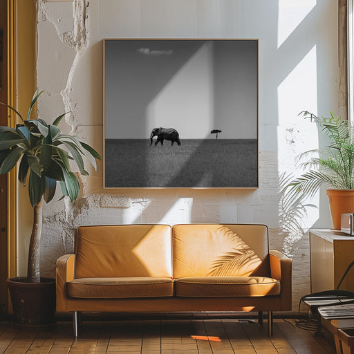 Elephant and the friendly cloud... by Ali Khataw Square Canvas Print Art for Modern Home Decor. Decorate your office or living room with canvas artwork