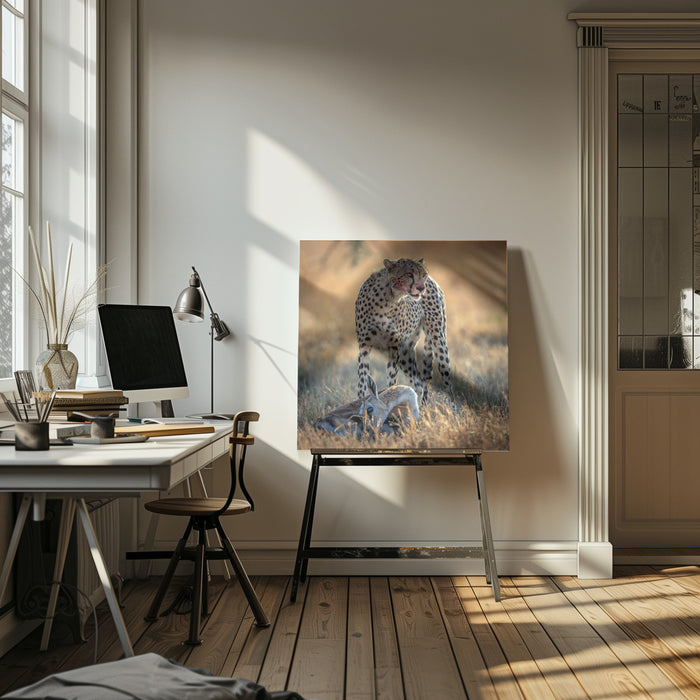 cheetah by AHMAD AL SAFFAR Square Canvas Print Art for Modern Home Decor. Decorate your office or living room with canvas artwork
