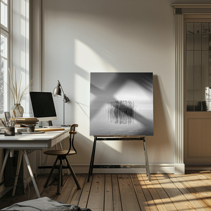 Black and White Silence Square Canvas Art  George Digalakis 