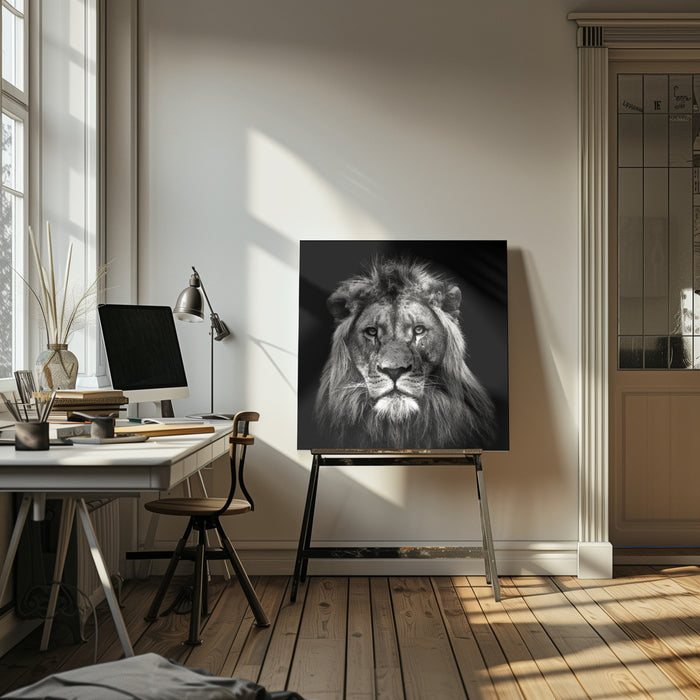 Young Male Lion Square Canvas Art  Christian Meermann 