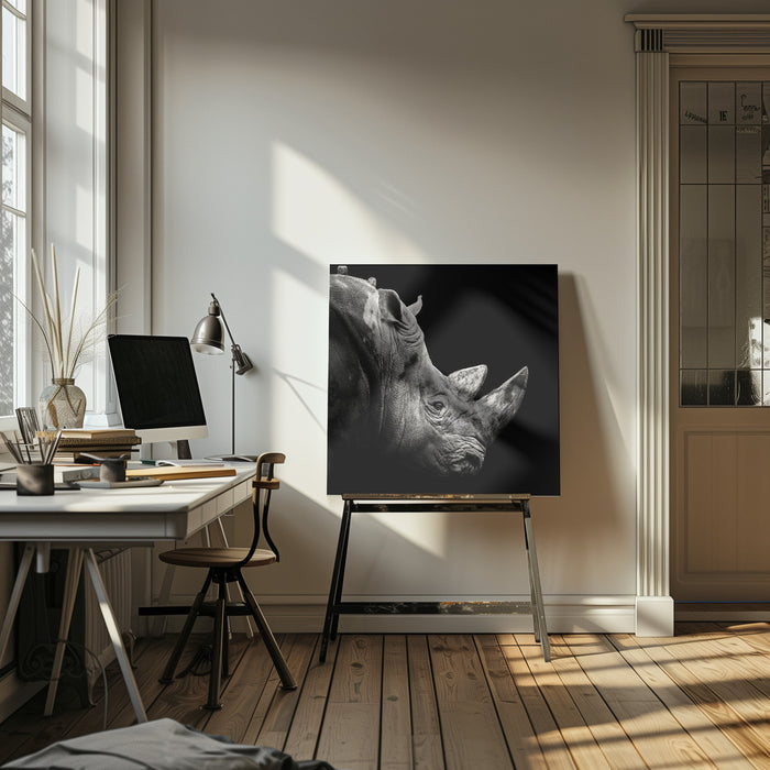 Rhino by Christian Meermann Square Canvas Print Art for Modern Home Decor. Decorate your office or living room with canvas artwork