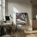 Mondriaan coloured hall by Huib Limberg Square Canvas Print Art for Modern Home Decor. Decorate your office or living room with canvas artwork