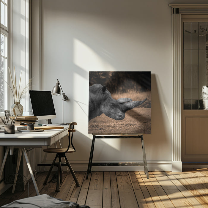 Rhinoceros by Georgios Tsikiridis Square Canvas Print Art for Modern Home Decor. Decorate your office or living room with canvas artwork