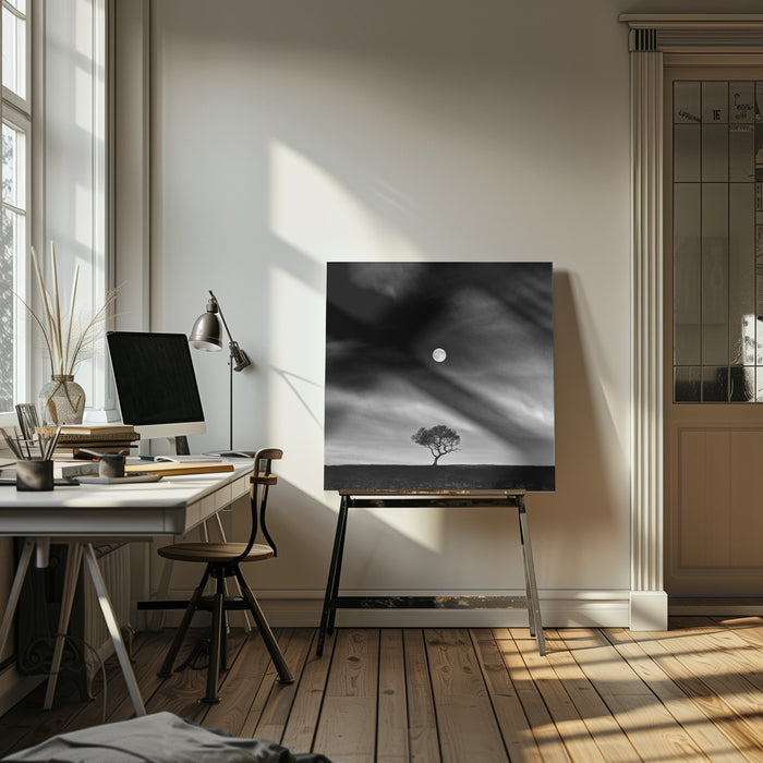 Stories under the Moon (No.5) by Hsiao-Yang Fei Square Canvas Print Art for Modern Home Decor. Decorate your office or living room with canvas artwork
