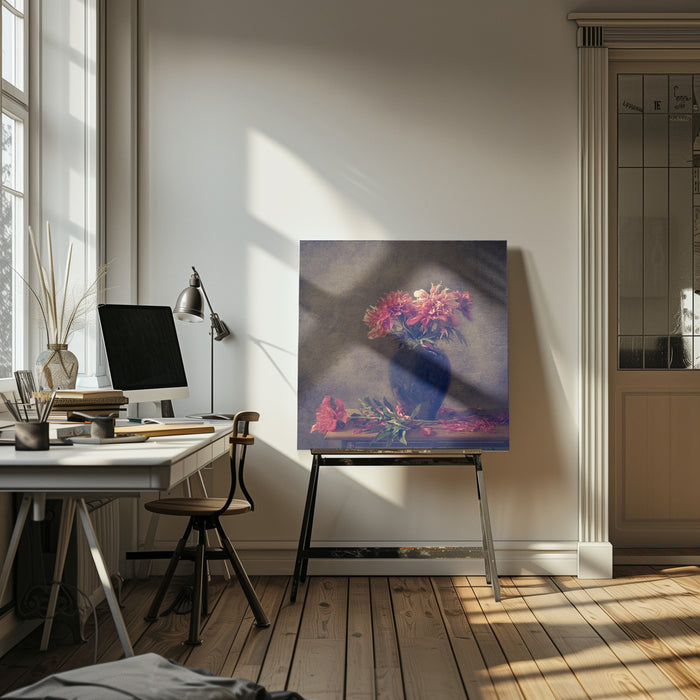 Still life Peony by Monique van Velzen Square Canvas Print Art for Modern Home Decor. Decorate your office or living room with canvas artwork