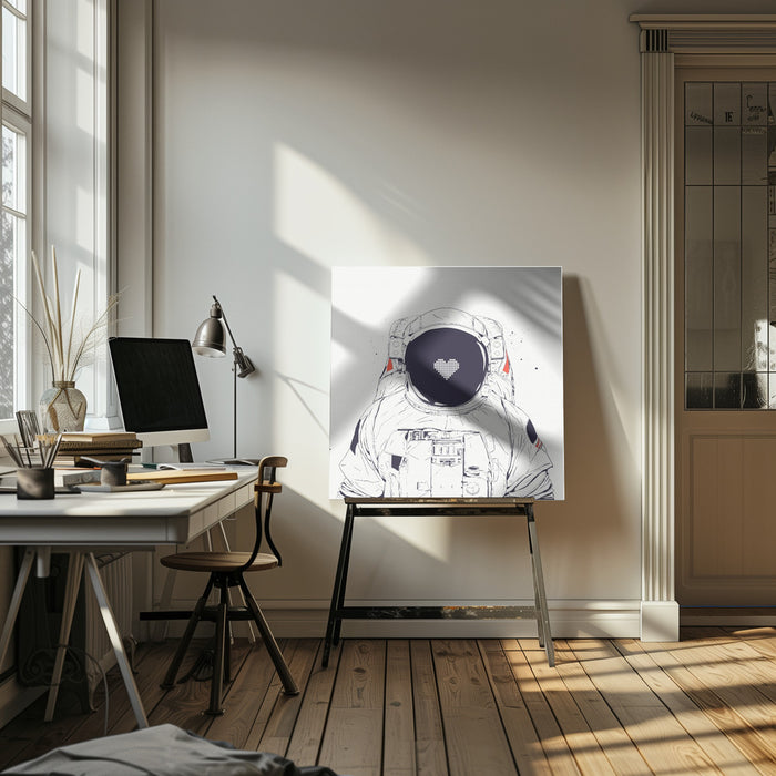 Astronaut love by Balazs Solti Square Canvas Print Art for Modern Home Decor. Decorate your office or living room with canvas artwork