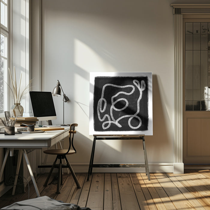 Black Scribble Lines 1 by Sharyn Bursic Square Canvas Print Art for Modern Home Decor. Decorate your office or living room with canvas artwork