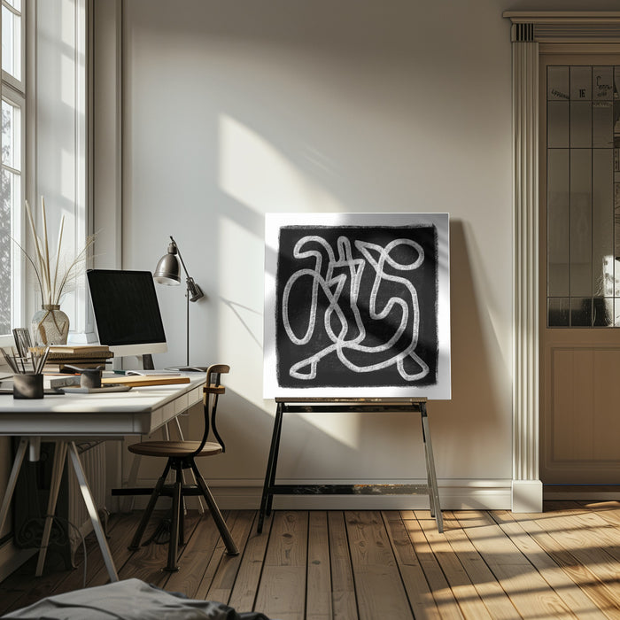 Black Scribble 3 by Sharyn Bursic Square Canvas Print Art for Modern Home Decor. Decorate your office or living room with canvas artwork