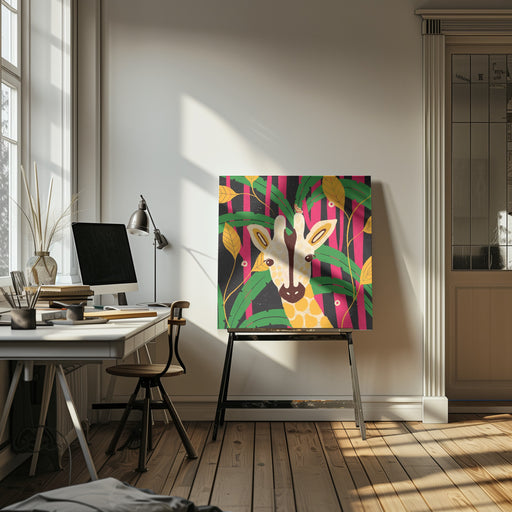 Giraffe-Animal Trilogy Square Canvas Art  Shriya Bhattacharya 