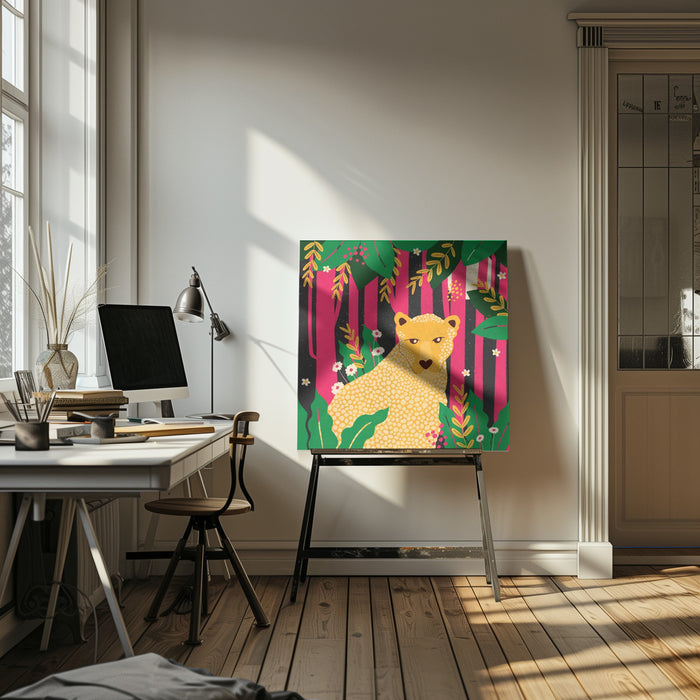 Leopard-Animal Trilogy Square Canvas Art  Shriya Bhattacharya 
