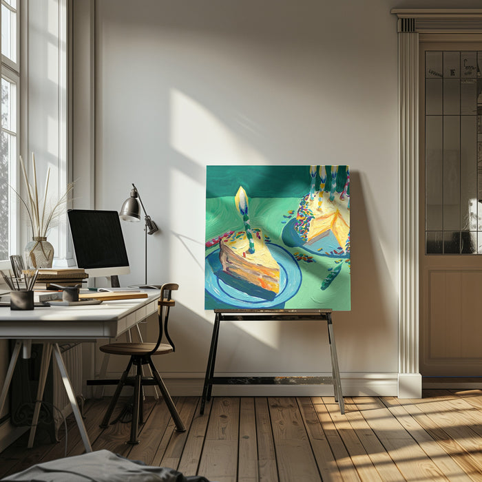 Birthday Cake by Key and Sea Creative Square Canvas Print Art for Modern Home Decor. Decorate your office or living room with canvas artwork