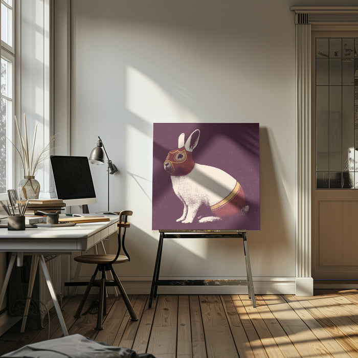Lapin Catcheur Square Canvas Art  Florent Bodart 