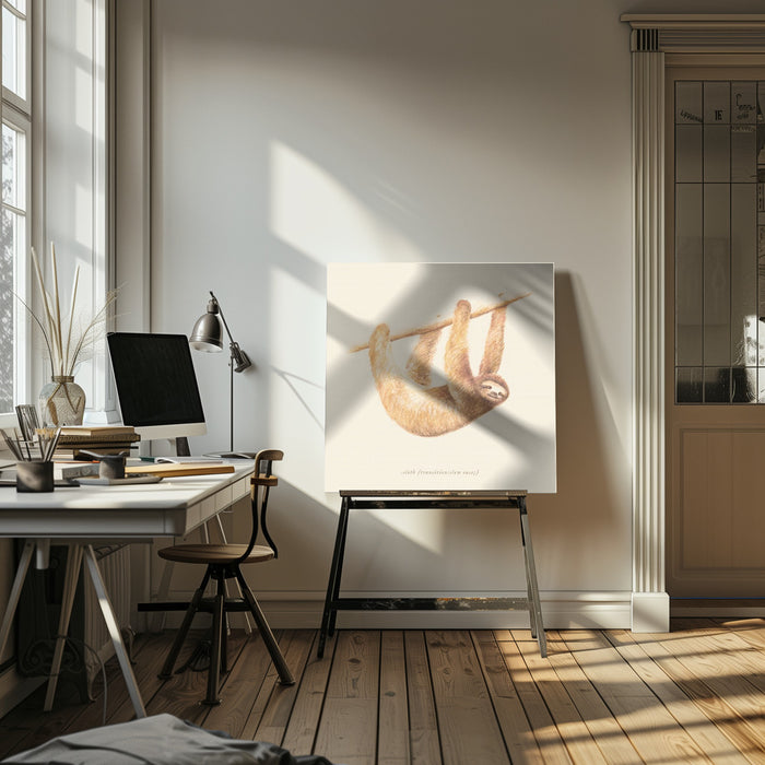Css Animals   Sloth Square Canvas Art  Florent Bodart 