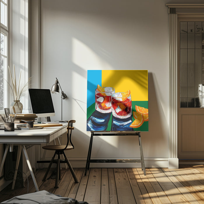 Negronis No2 by Alice Straker Square Canvas Print Art for Modern Home Decor. Decorate your office or living room with canvas artwork