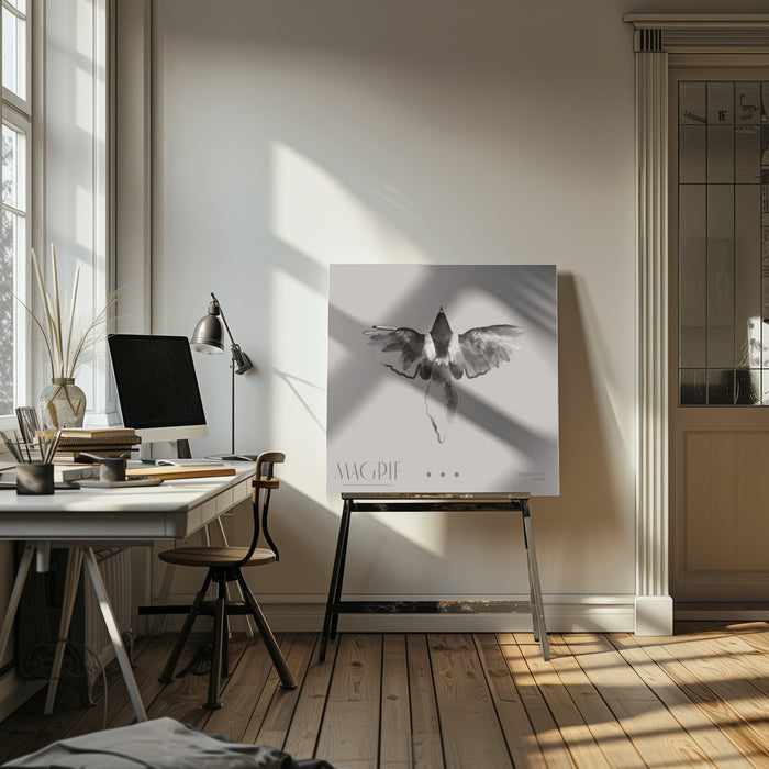 Magpie II Square Canvas Art  Gabriella Roberg 