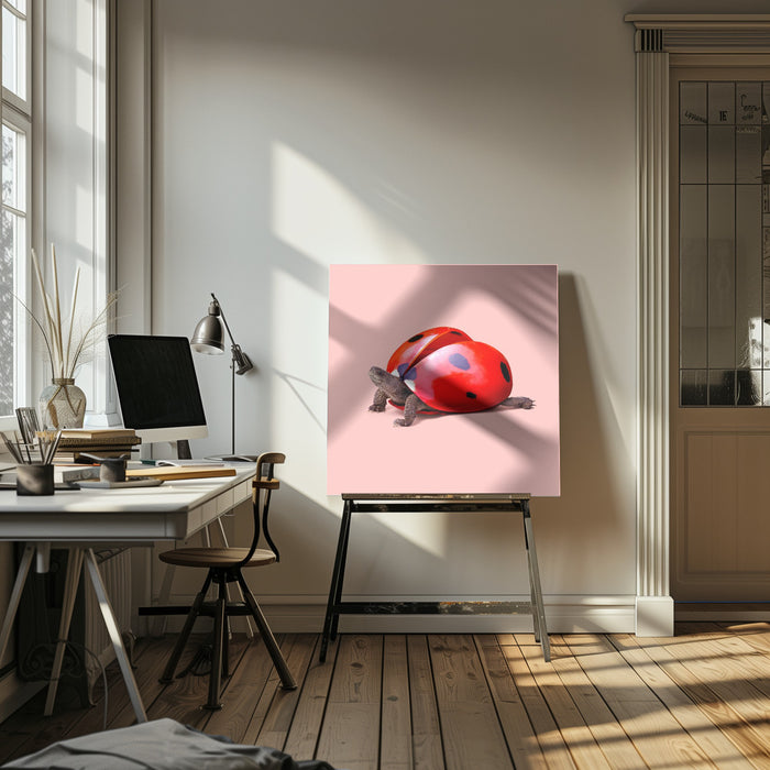 Ladybug Turtle Square Canvas Art  Artem Pozdniakov 