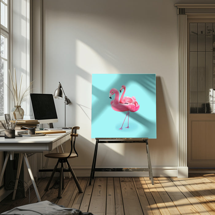 Flamingo on Resort Square Canvas Art  Artem Pozdniakov 