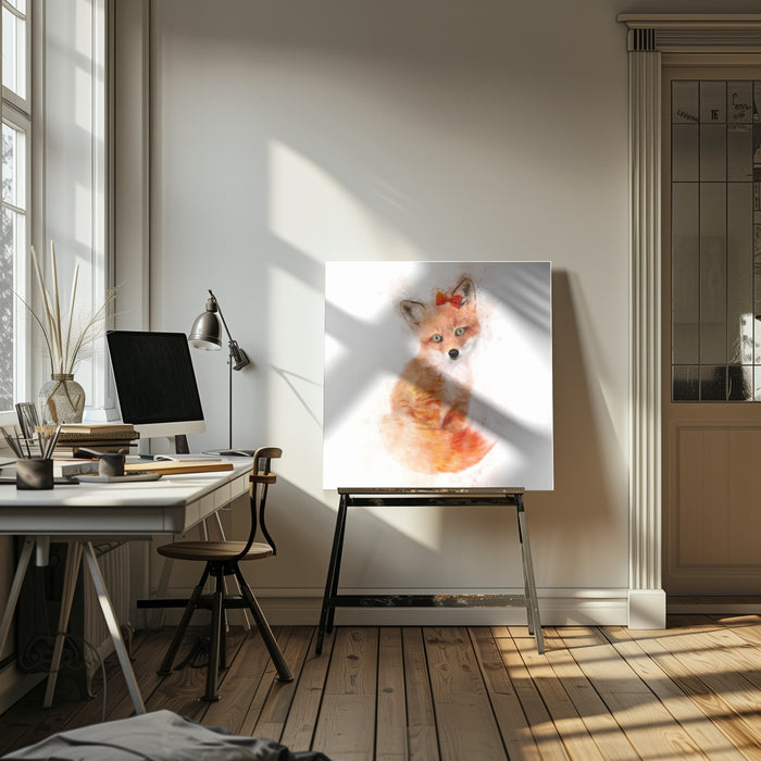 Baby Fox Square Canvas Art  Emel Tunaboylu 