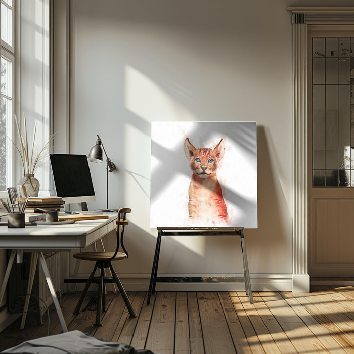 Baby Lion by Emel Tunaboylu Square Canvas Print Art for Modern Home Decor. Decorate your office or living room with canvas artwork