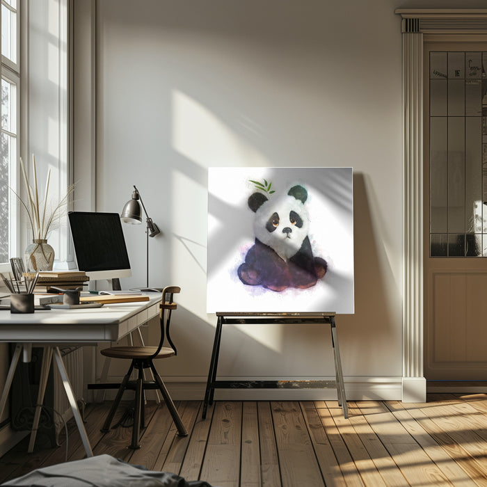 Baby Panda by Emel Tunaboylu Square Canvas Print Art for Modern Home Decor. Decorate your office or living room with canvas artwork