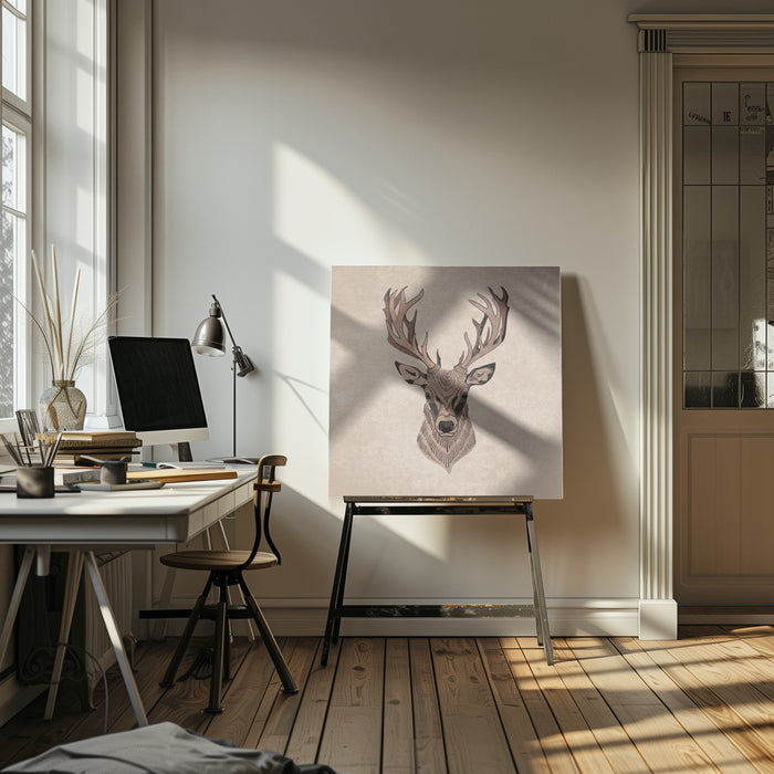 Geyik Kafa by Emel Tunaboylu Square Canvas Print Art for Modern Home Decor. Decorate your office or living room with canvas artwork