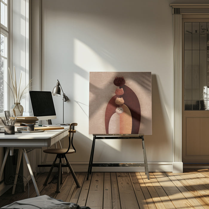 Cat Gang Square Canvas Art  Emel Tunaboylu 