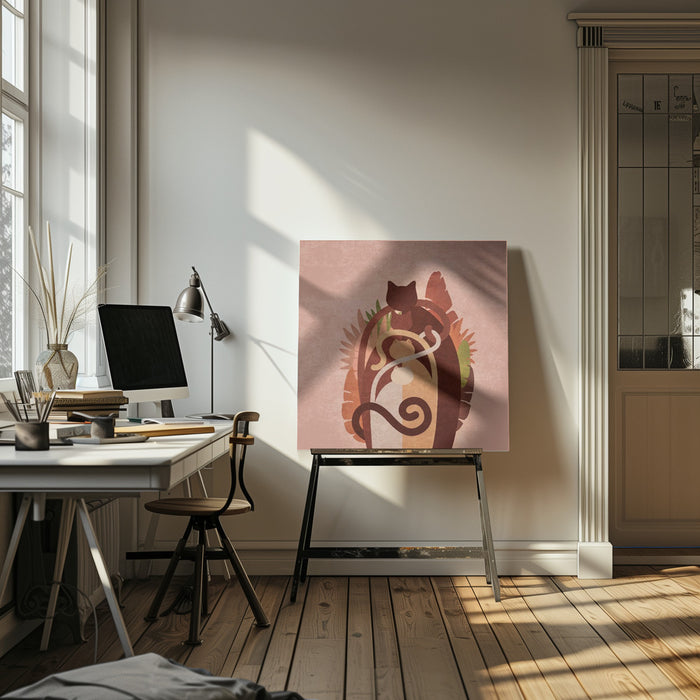 Cat Gang Boho by Emel Tunaboylu Square Canvas Print Art for Modern Home Decor. Decorate your office or living room with canvas artwork