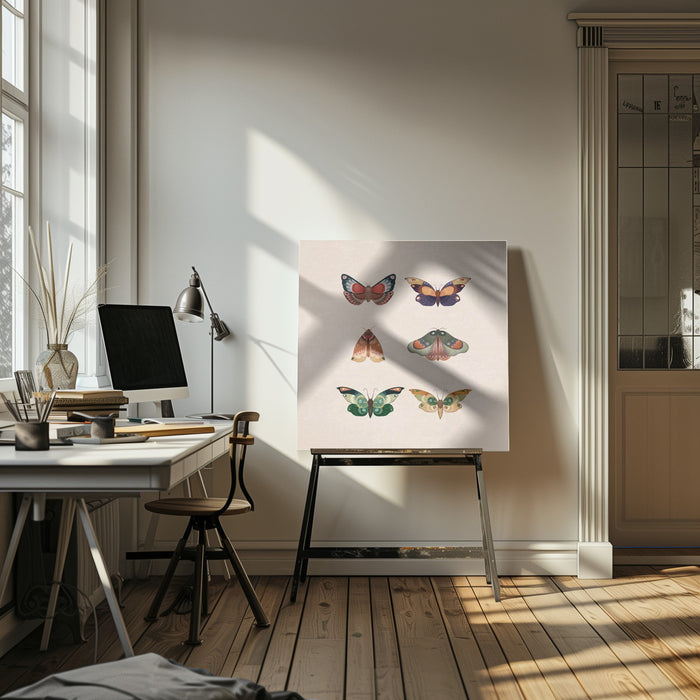 Kelebekler by Emel Tunaboylu Square Canvas Print Art for Modern Home Decor. Decorate your office or living room with canvas artwork