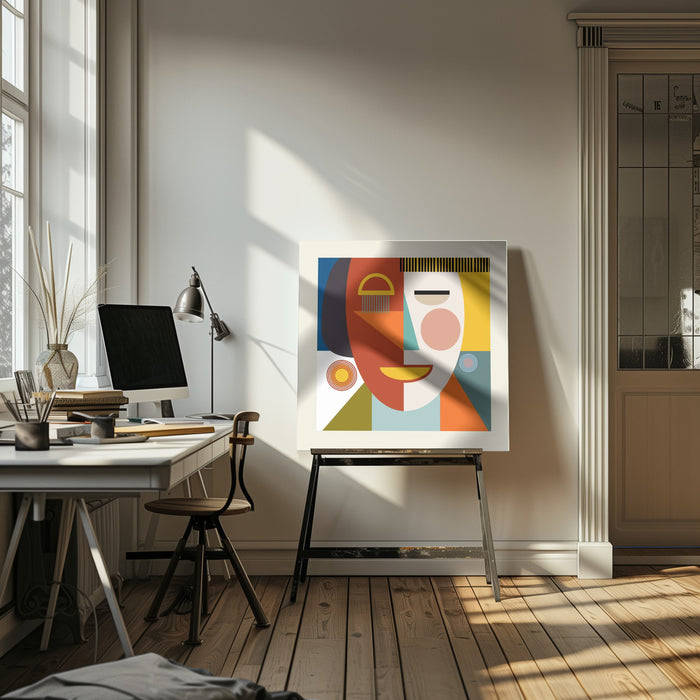 Faces Stripes Minimal Kopie by Ana Rut Bre Square Canvas Print Art for Modern Home Decor. Decorate your office or living room with canvas artwork