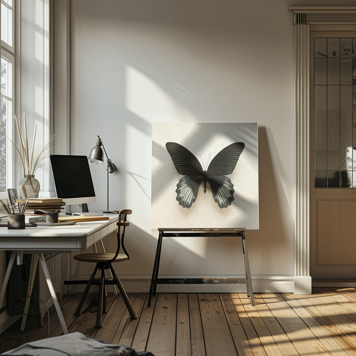 Black Mormon Butterfly Square by Alyson Fennell Square Canvas Print Art for Modern Home Decor. Decorate your office or living room with canvas artwork