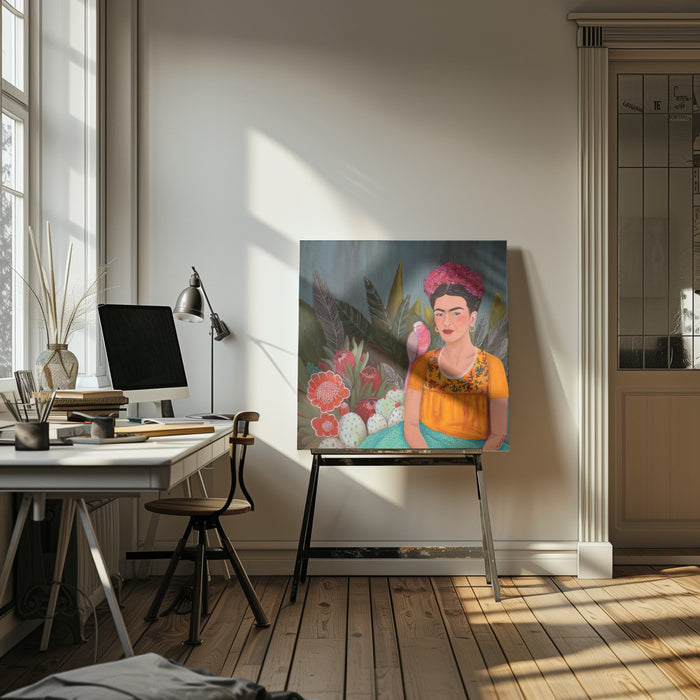Frida a Casa Azul by Sylvie Demers Square Canvas Print Art for Modern Home Decor. Decorate your office or living room with canvas artwork