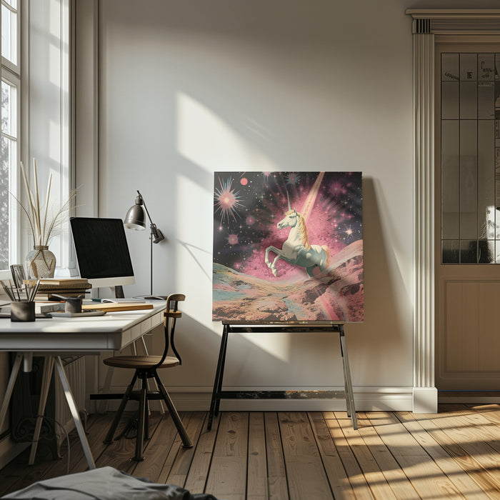 Magic Unicorn Collage Art by Samantha Hearn Square Canvas Print Art for Modern Home Decor. Decorate your office or living room with canvas artwork