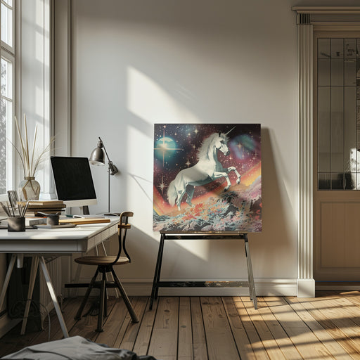 Vintage Unicorn Collage Art by Samantha Hearn Square Canvas Print Art for Modern Home Decor. Decorate your office or living room with canvas artwork