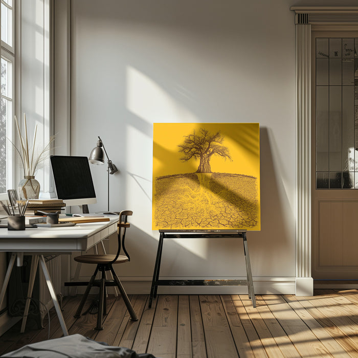 Baobab Mythical Roots Deeper Yellow (h) by Carlo Kaminski Square Canvas Print Art for Modern Home Decor. Decorate your office or living room with canvas artwork