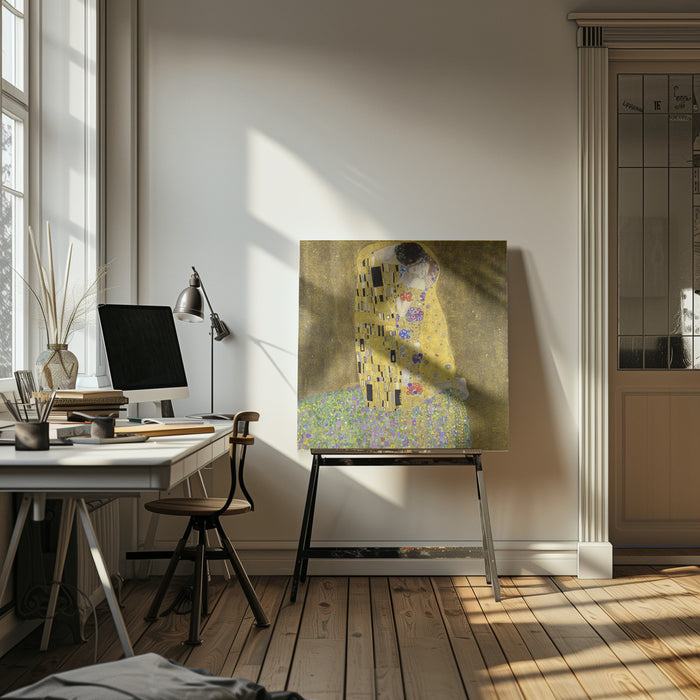The Kiss (1907–1908) by Gustav Klimt Square Canvas Print Art for Modern Home Decor. Decorate your office or living room with canvas artwork