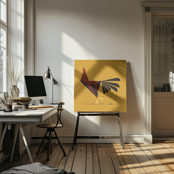 Rooster by Vision Grasp Art Square Canvas Print Art for Modern Home Decor. Decorate your office or living room with canvas artwork