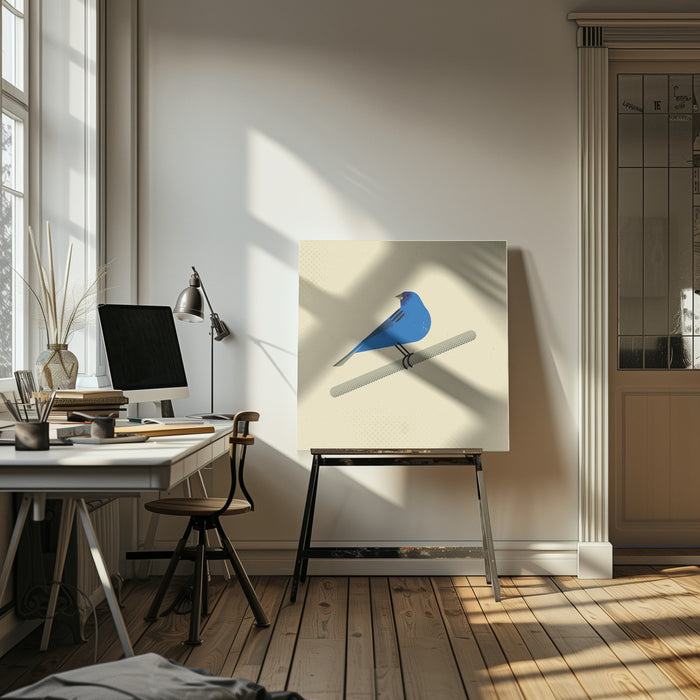 Indigo Bunting by Vision Grasp Art Square Canvas Print Art for Modern Home Decor. Decorate your office or living room with canvas artwork