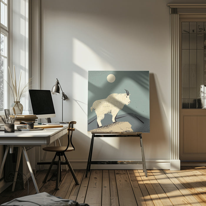 Mountain Goat by Vision Grasp Art Square Canvas Print Art for Modern Home Decor. Decorate your office or living room with canvas artwork