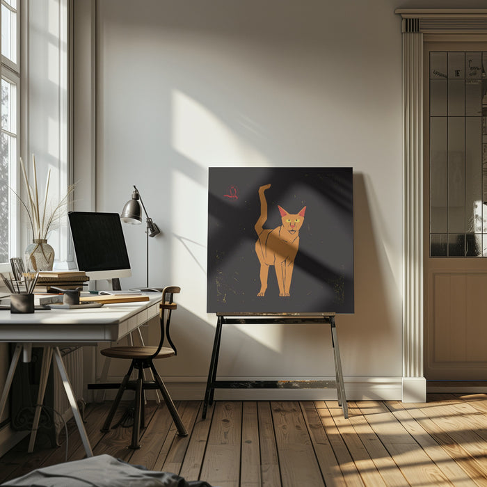Orange Cat by Vision Grasp Art Square Canvas Print Art for Modern Home Decor. Decorate your office or living room with canvas artwork