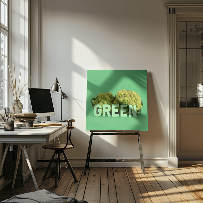 Green.1 by Julia Ramiro Square Canvas Print Art for Modern Home Decor. Decorate your office or living room with canvas artwork