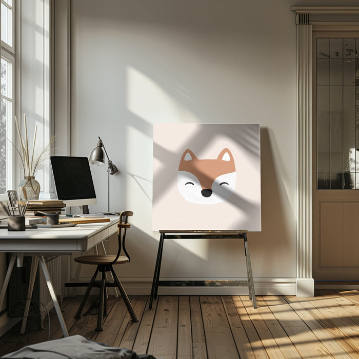 Blush Fox by Orara Studio Square Canvas Print Art for Modern Home Decor. Decorate your office or living room with canvas artwork