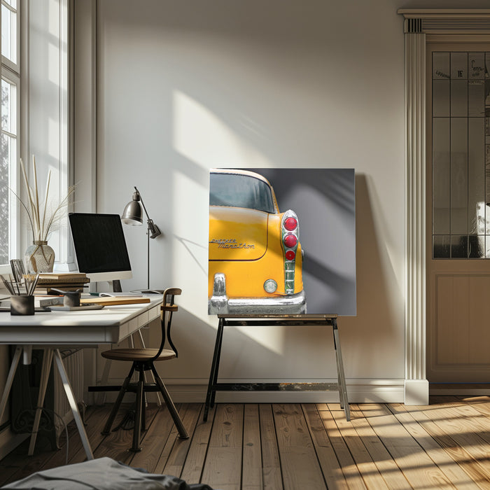 The Yellow Cab by Roland Weber Square Canvas Print Art for Modern Home Decor. Decorate your office or living room with canvas artwork