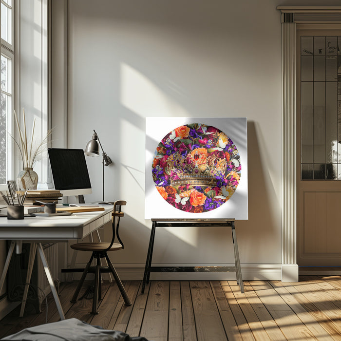 Destiny Blooms & Crown by Sue Skellern Square Canvas Print Art for Modern Home Decor. Decorate your office or living room with canvas artwork