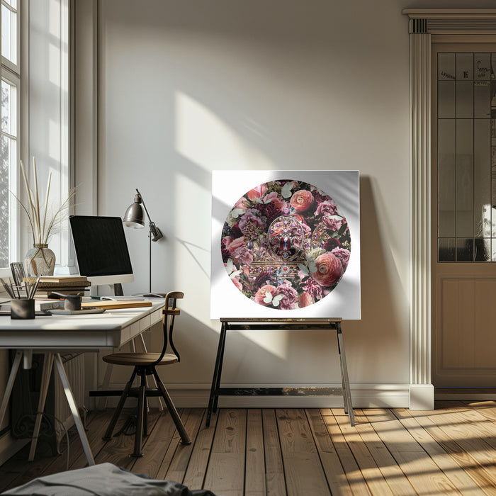 Paisley Blooms & Crow by Sue Skellern Square Canvas Print Art for Modern Home Decor. Decorate your office or living room with canvas artwork