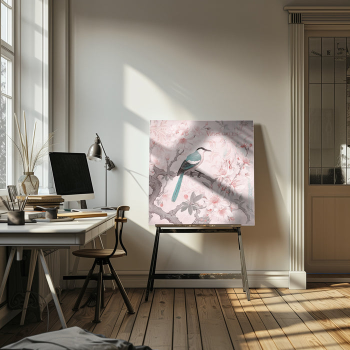 Pastel Pink Springbird by Andrea Haase Square Canvas Print Art for Modern Home Decor. Decorate your office or living room with canvas artwork