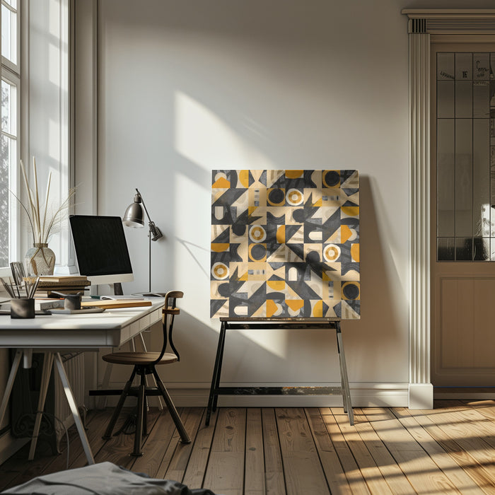 Mid Century Grid Pattern Eight by Little Dean Square Canvas Print Art for Modern Home Decor. Decorate your office or living room with canvas artwork