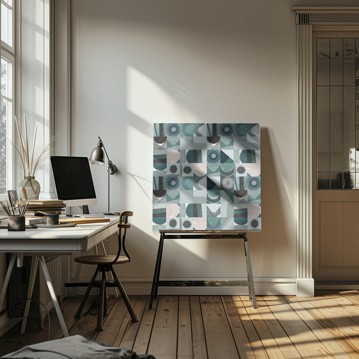 Mid Century Grid Pattern Four by Little Dean Square Canvas Print Art for Modern Home Decor. Decorate your office or living room with canvas artwork