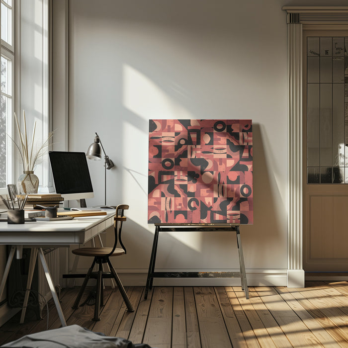 Mid Century Grid Pattern Nine by Little Dean Square Canvas Print Art for Modern Home Decor. Decorate your office or living room with canvas artwork