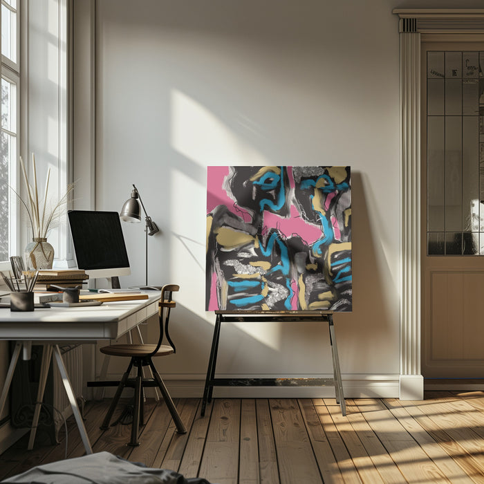 Ink and oil abstract 02 by Little Dean Square Canvas Print Art for Modern Home Decor. Decorate your office or living room with canvas artwork