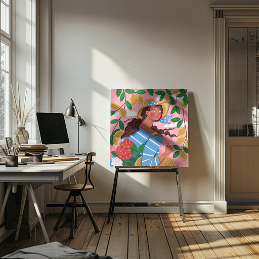 Portrait woman in Amalfi coast Italy by Caroline Bonne Müller Square Canvas Print Art for Modern Home Decor. Decorate your office or living room with canvas artwork